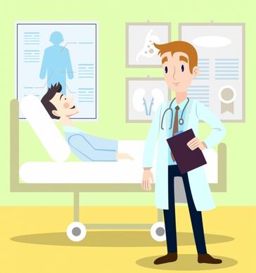 hospital drawing doctor patient icons colored cartoon characters