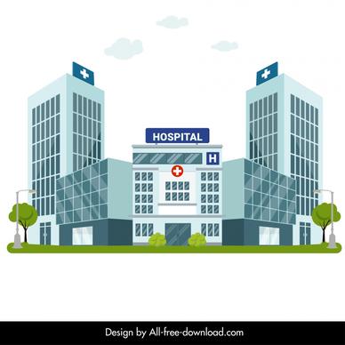 hospital exterior architecture template elegant modern 3d outline 