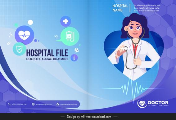 hospital file doctor cardiac treatment leaflet cover template