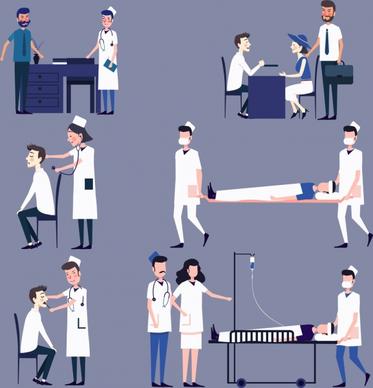 hospital work design elements doctor patient icons