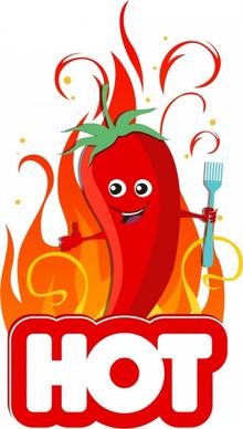 hot food advertising stylized red chilli flame icons