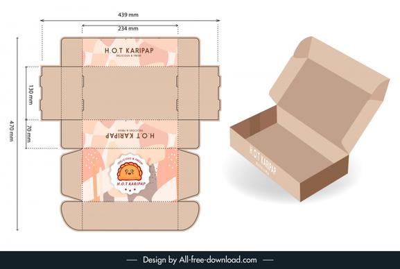 hot karipap box packaging templates flat 3d sketch classical decor