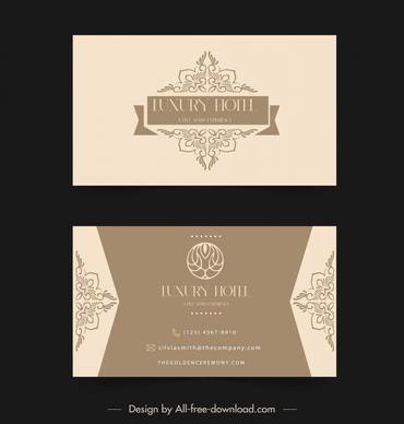 hotel business card template elegant classical symmetric decor