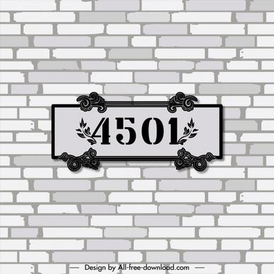 house address number template elegant classic symmetric rectangular