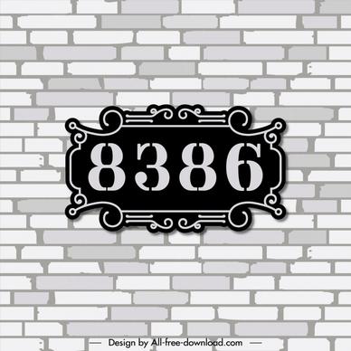 house address number template flat symmetric frame