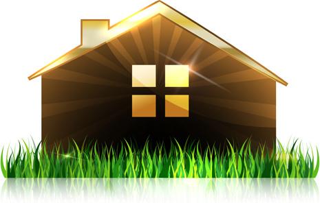 house and grass vector background