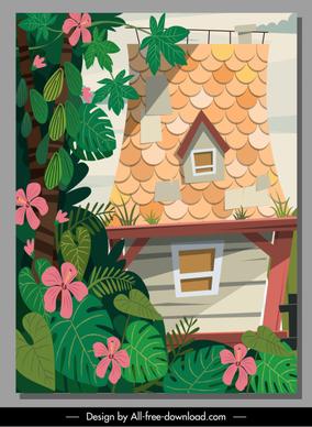 house painting floral decor colorful classic sketch