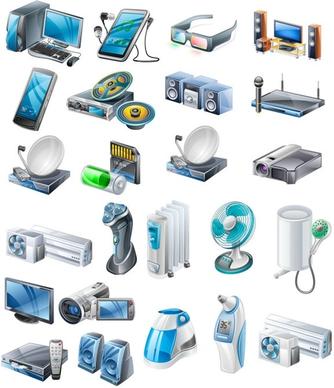 household appliances icons vector