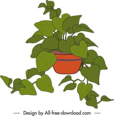 houseplant icon green leaves sketch handdrawn classic