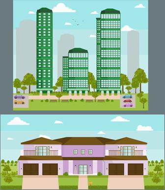 houses concept flat template vector