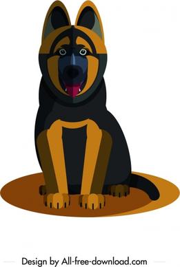 hunting dog icon dark black brown design