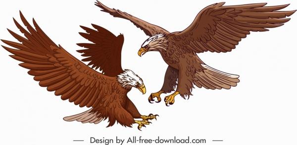 hunting eagle painting colored cartoon sketch