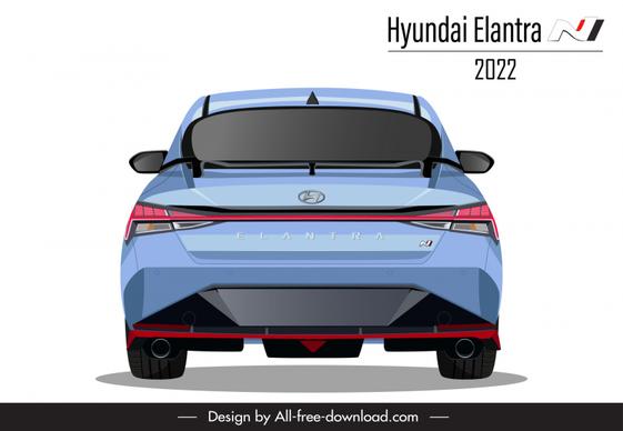 hyundai elantra n 2022 car model icon modern flat symmetric back view design