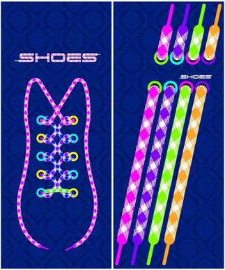 shoes icons collection colorful lace decoration