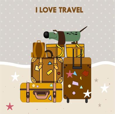 i love travel conceptual with suitcases illustration