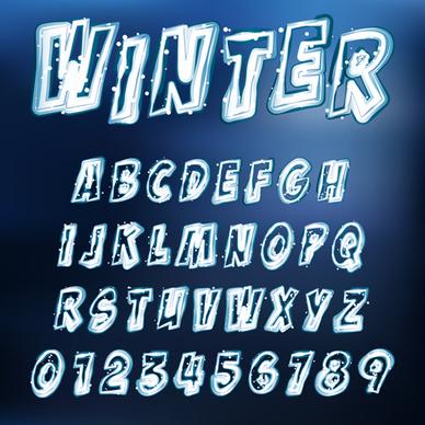 ice alphabet and number vector