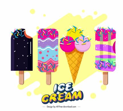 ice cream advertising banner colorful flat candies decor