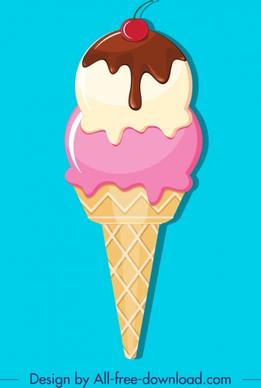 ice cream icon colorful melting decor flat design