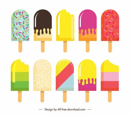 ice cream icons colorful flat decor