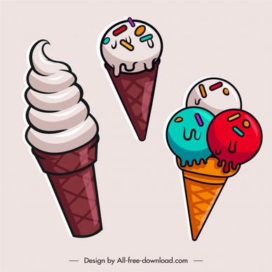 ice cream icons flat colorful classic design