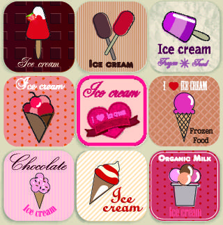 ice cream labels design vector