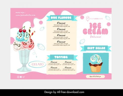 ice cream menu template elegant flat classic 