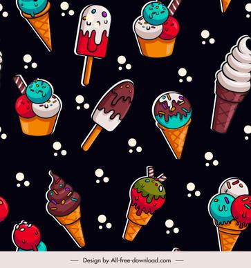 ice cream pattern template colorful flat sketch