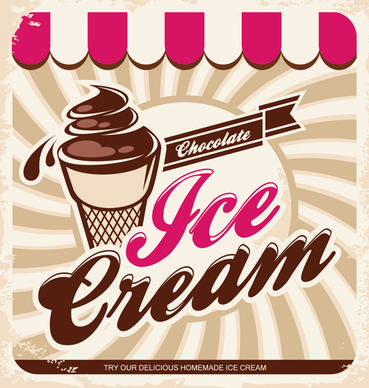 ice cream poster retro style vector