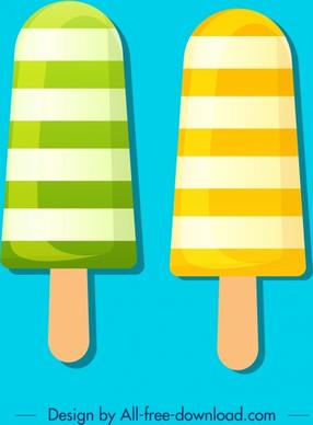 ice cream stick icons green yellow stripes decor