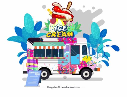 ice cream truck icon colorful classic design