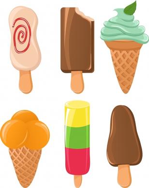 ice cream icons multicolored 3d design