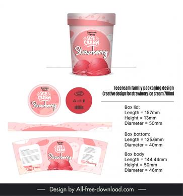 icecream strawberry packaging template elegant modern  
