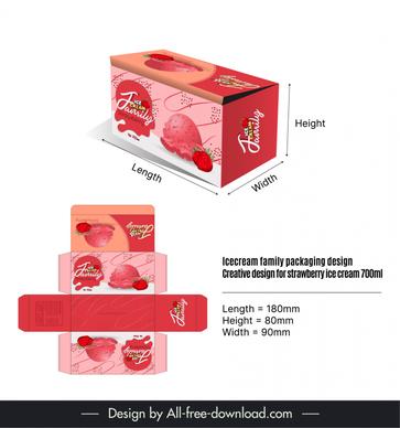 icecream strawberry packaging template elegant red decor