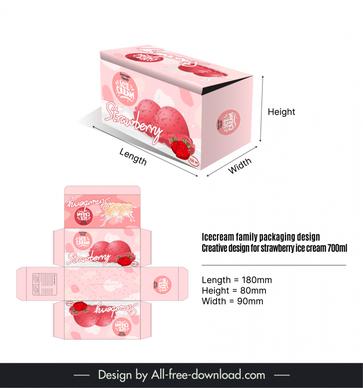icecream strawberry packaging template flat modern elegance 
