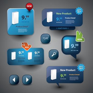 commerce web icons modern colored shapes