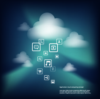 icons and cloud background vector