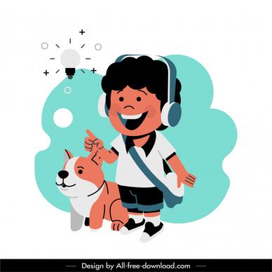 idea background schoolboy lightbulb puppy sketch