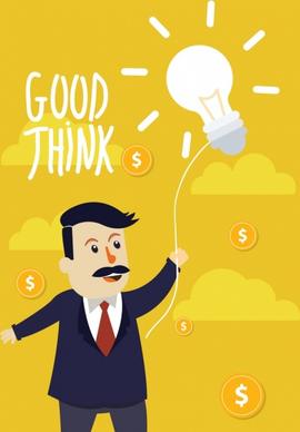 idea concept drawing businessman lightbulb currency icons