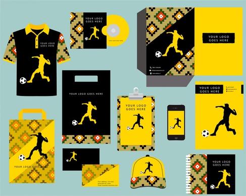 identity corporate sets silhouette soccer player design