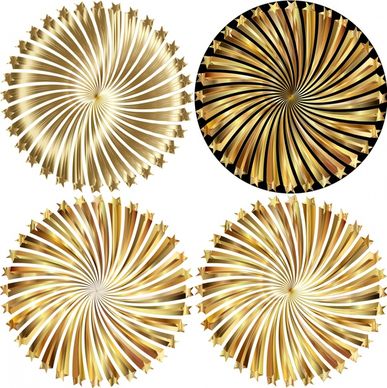 illusion decoration circles with shiny swirling golden illustration