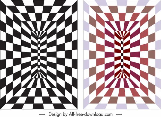 illusive backgrounds deformed geometric checkered 3d decor