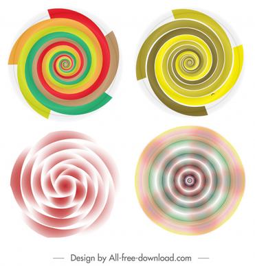 illusive decorative templates colorful dynamic spiral curves decor