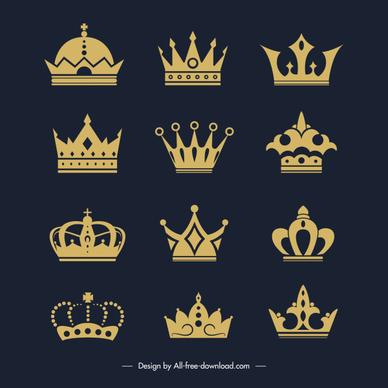 imperial crown templates golden flat elegant design