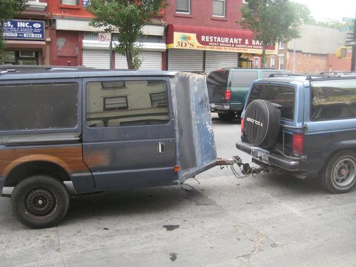 improvised trailer seen in brooklyn