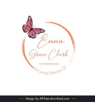 in loving memory wedding card design elements elegant classical circle sketch butterfly decor