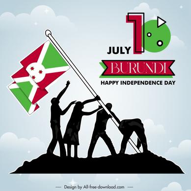  independence day burundi banner template dynamic silhouette 