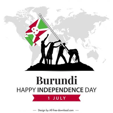  independence day burundi poster template dynamic silhouette world map
