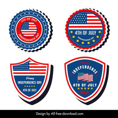 independence day labels collection flat flag elements decor shapes sketch