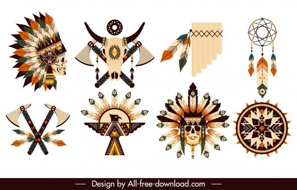 indian design elements tribe symbols sketch
