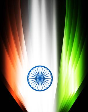 indian flag black bright tricolor wave illustration